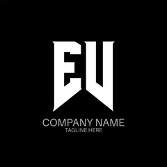 EV Letter Logo Design. Initial letters EV gaming's logo icon for technology companies. Tech letter EV minimal logo design template. EV letter design vector with white and black colors. EV