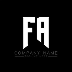FA Letter Logo Design. Initial letters FA gaming's logo icon for technology companies. Tech letter FA minimal logo design template. FA letter design vector with white and black colors. FA