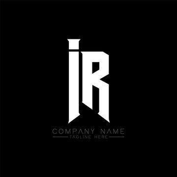 IR Letter Logo Design. Initial letters IR gaming's logo icon for technology companies. Tech letter IR minimal logo design template. IR letter design vector with white and black colors. IR