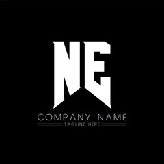 NE Letter Logo Design. Initial letters NE gaming's logo icon for technology companies. Tech letter NE minimal logo design template. NE letter design vector with white and black colors. NE