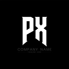 PX Letter Logo Design. Initial letters PX gaming's logo icon for technology companies. Tech letter PX minimal logo design template. PX letter design vector with white and black colors. PX