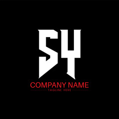 SY Letter Logo Design. Initial letters SY gaming's logo icon for technology companies. Tech letter SY minimal logo design template. SY letter design vector with white and black colors. SY