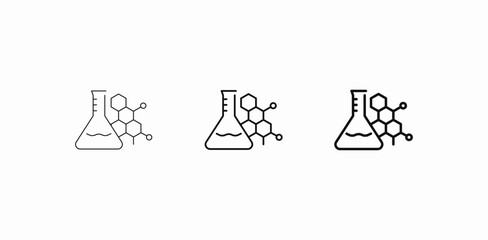 laboratory flask molecules icon sign vector