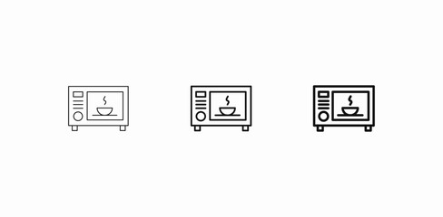 microwave oven with bowl icon sign vector