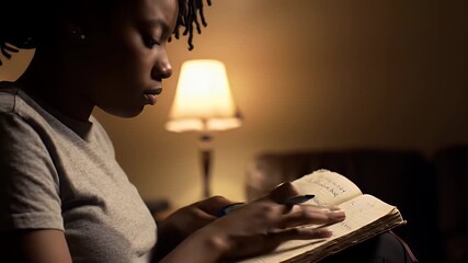 Girl Writing in Notebook.
