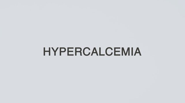 Hypercalcemia concept word hand holding stethoscope on white background for calcium monitoring, diagnosis, treatment, prevention, wellness, and metabolic health awareness
