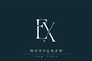 EX Initials Stylized Monogram Design Featuring Intertwined. Artistic representation of monogram initials creatively arranged and displayed.