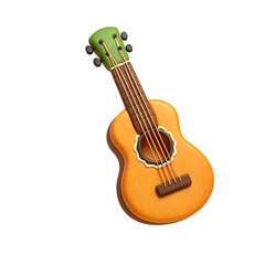 Obraz premium Colorful 3D cartoon ukulele with wooden body and strings for musical and artistic projects