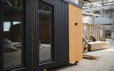 Workshop for the production of wooden modular houses
