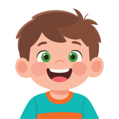 Happy Boy Cartoon Character Portrait Illustration