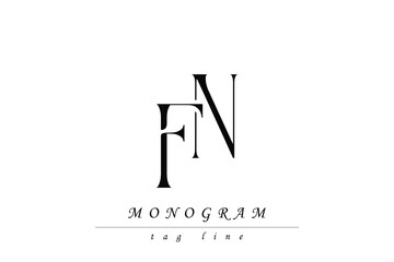 FN Initials Stylized Monogram Design Featuring Intertwined. Artistic representation of monogram initials creatively arranged and displayed.