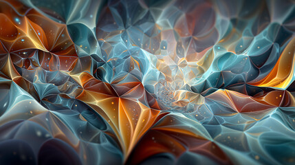 Colorful Abstract Design With Swirling Patterns and Gentle Gradients in Shades of Blue, Orange, and Cream Generative AI