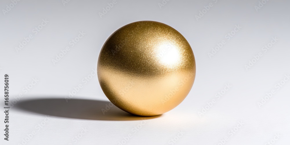 Aufkleber golden sphere with a smooth metallic finish, casting a soft shadow on a light background, showcasing