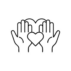 Obraz premium Volunteer hands forming a heart symbol in a minimalist style