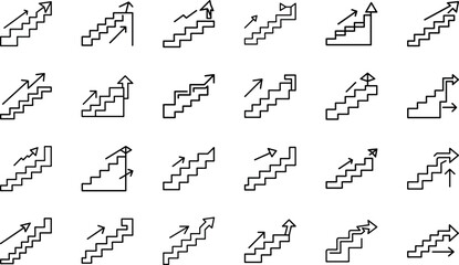 Business Growth and Marketing Strategy Icons Set – Line Style Vector Icons for Finance, SEO, Digital Marketing, Investment, Analytics, Startup, and Success Concepts