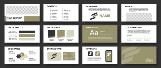 Minimal business branding presentation template with strategy and design