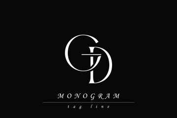 GD Initials Stylized Monogram Design Featuring Intertwined. Artistic representation of monogram initials creatively arranged and displayed.