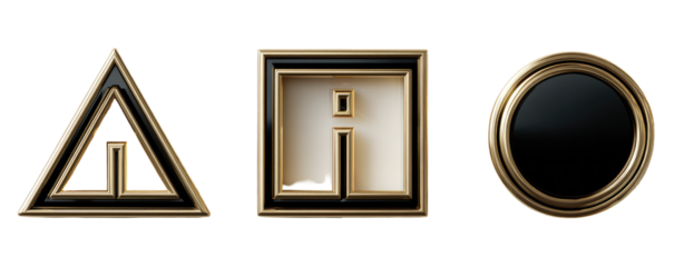 Gold-framed geometric shapes