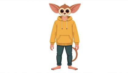 Fototapeta premium Cute lemur in hoodie