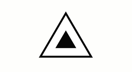 Abstract monochrome symbol of a large outlined triangle containing a smaller solid black triangle.