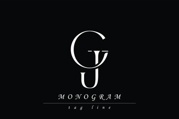 GJ Initials Stylized Monogram Design Featuring Intertwined. Artistic representation of monogram initials creatively arranged and displayed.