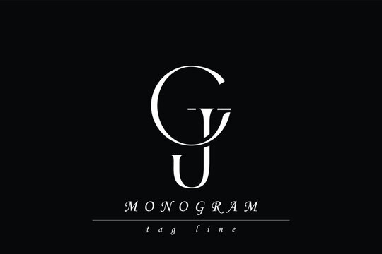 GJ Initials Stylized Monogram Design Featuring Intertwined. Artistic representation of monogram initials creatively arranged and displayed.