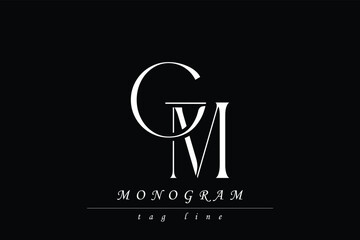 GM Initials Stylized Monogram Design Featuring Intertwined. Artistic representation of monogram initials creatively arranged and displayed.
