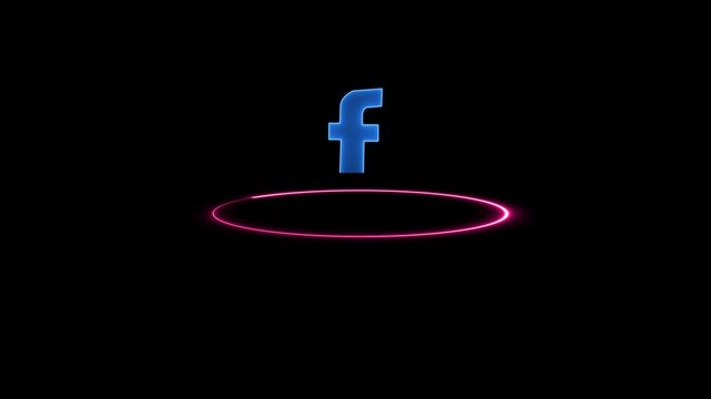 Neon blue Facebook logo icon Blue neon Face book icon illuminated . An ideal animation for social media intros
