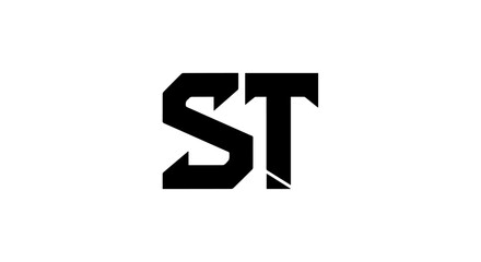 Bold black ST letter monogram logo with a modern geometric and angular typographic design.