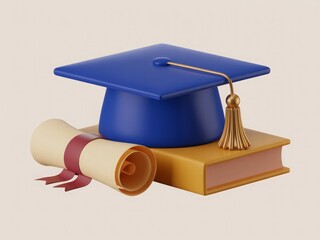 Blue graduation cap diploma book image