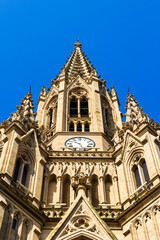 Neo-Gothic Bell Tower of the Good Shepherd Cathedral in Donostia-San Sebastián
