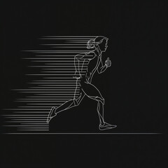 Fototapeta premium A vector illustration of a runner in action, showcasing speed and athleticism on a black backdrop.