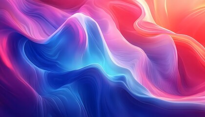Obraz premium A colorful wave with blue, red, and pink colors. The wave is very long and has a lot of detail