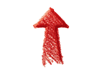 Red arrow, textured, upward pointing