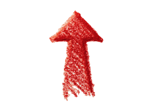 Red arrow, textured, upward pointing