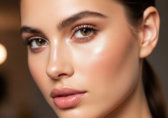 Fototapeta premium Young woman with a radiant complexion and healthy clean skin texture