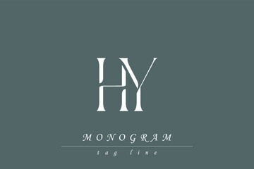 HY Initials Stylized Monogram Design Featuring Intertwined. Artistic representation of monogram initials creatively arranged and displayed.