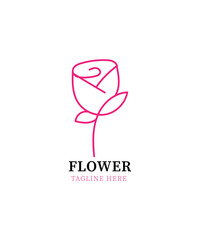 Abstract minimal rose logo design, Pink beauty floral rose logo design