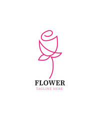 Abstract minimal rose logo design, Pink beauty floral rose logo design