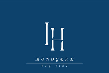 IH Initials Stylized Monogram Design Featuring Intertwined. Artistic representation of monogram initials creatively arranged and displayed.
