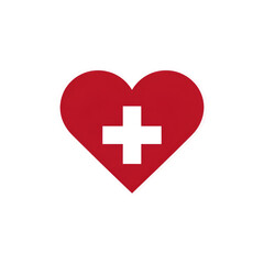Obraz premium Red heart with a white cross isolated on transparent background
