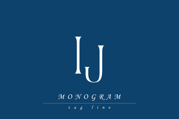 IJ Initials Stylized Monogram Design Featuring Intertwined. Artistic representation of monogram initials creatively arranged and displayed.