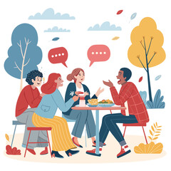 Illustration of People Meeting and Making New Friends with Colorful Vector Graphics