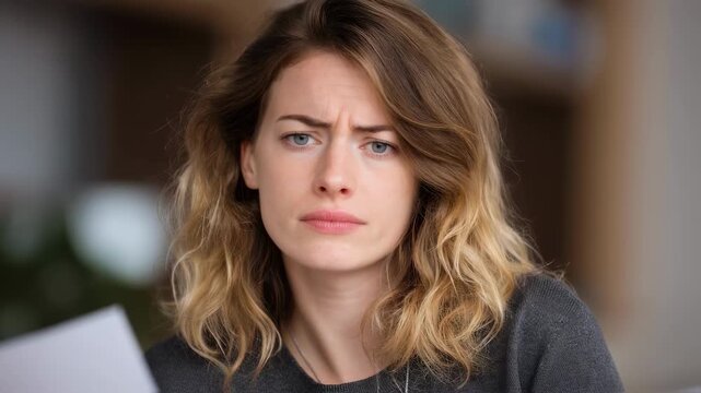 Focused nutrition program coordinator clutching documents face etched with concern set against a defocused budget slash image signifying drastic reductions in assistance funding.