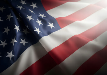 Fototapeta premium Dramatic Close-up of a Waving American Flag, Patriotism, National Pride, Symbolic Image.