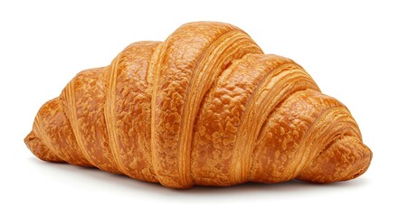 Golden Flaky Croissant Delicious French Pastry Isolated on Transparent Background for Bakery and Breakfast