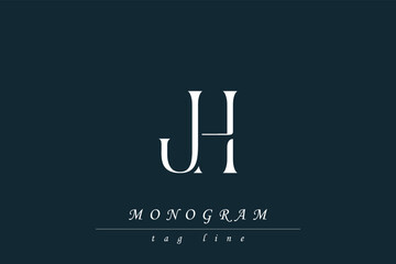 JH Initials Stylized Monogram Design Featuring Intertwined. Artistic representation of monogram initials creatively arranged and displayed.
