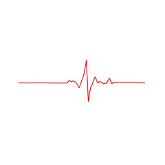 Photo of drawing of a red ECG line isolated on transparent background