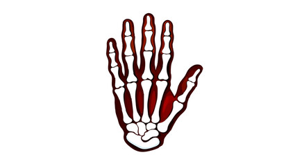 Skeleton Hand Raising in Blue Illustration

