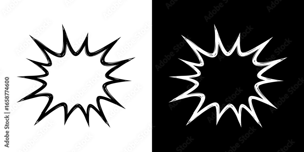 Poster isolated vector image showing comic-style explosion with space for text, two design options on trans
